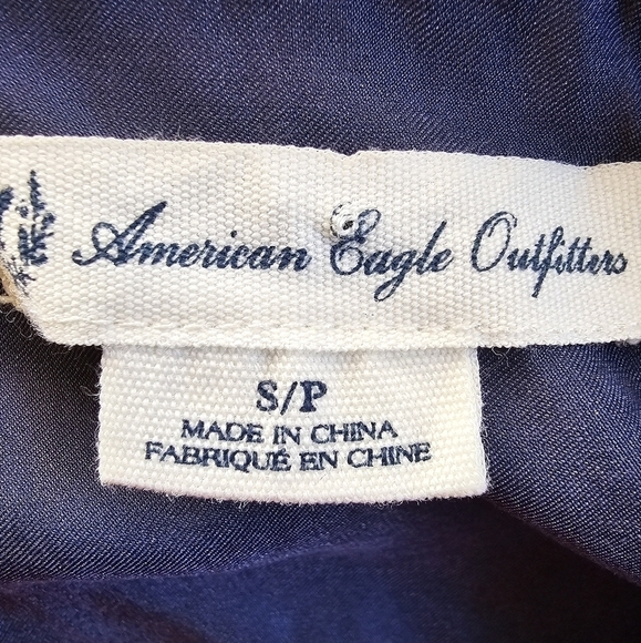 American Eagle Ruffle Short Sleeve Adjustable Waist Mini Dress Blue Size S - Picture 12 of 14